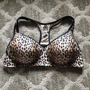 VS Pink leopard push up sport bra